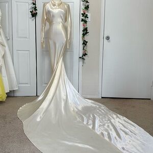 Antique 1930s Bias Cut Silk Wedding Gown